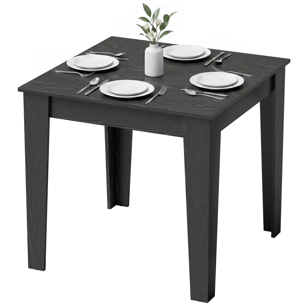 Small square dining table for 4 people, black wood effect