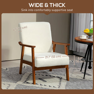 Accent chair with wide seat and thick padding, white