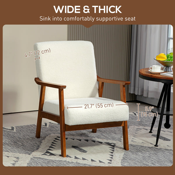 Accent chair with wide seat and thick padding, white