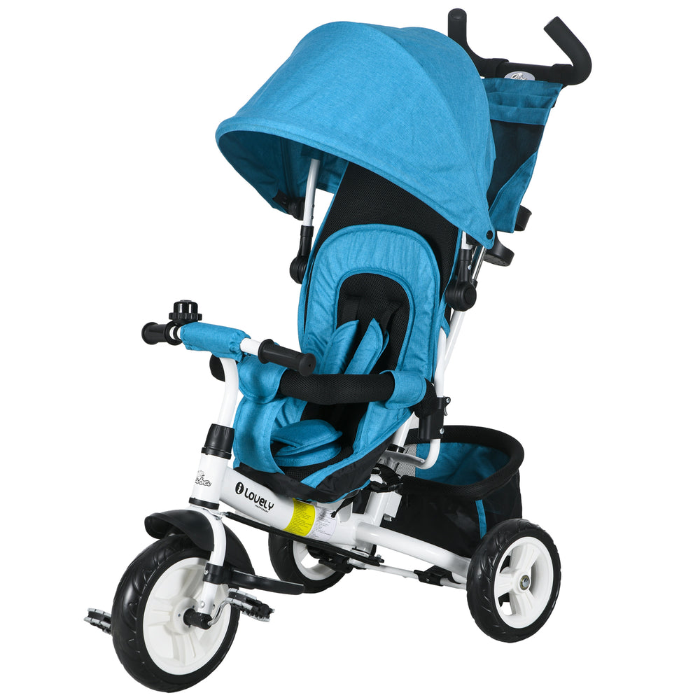 6 in 1 Toddler Tricycle for 1-5 Years Old with Parent Handle, Blue