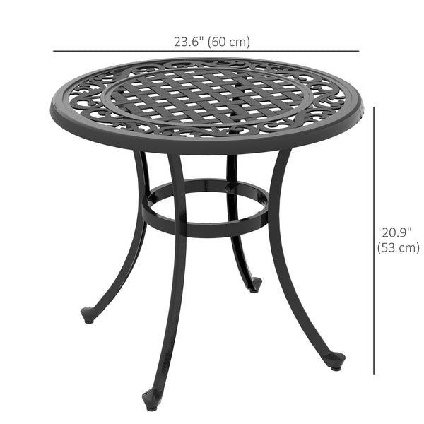 Patio table with cast aluminum frame, black