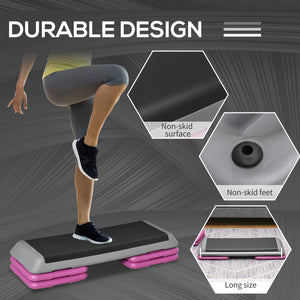 43" 3-Level Adjustable Aerobic Stepper with Risers Black and Purple