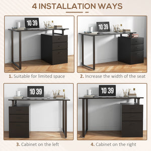 Modern Computer Desk with Storage Drawers, Black