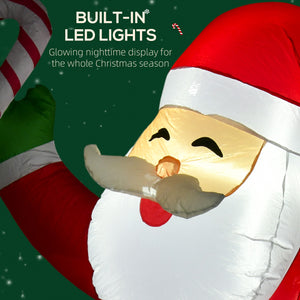 Inflatable Santa Claus with Candy Cane, 8ft Tall