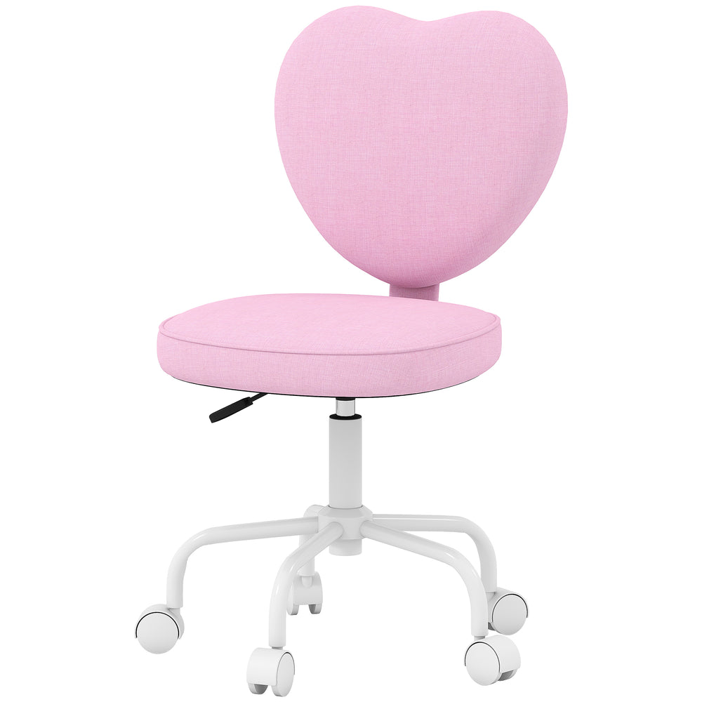Office chair with heart-shaped backrest, pink