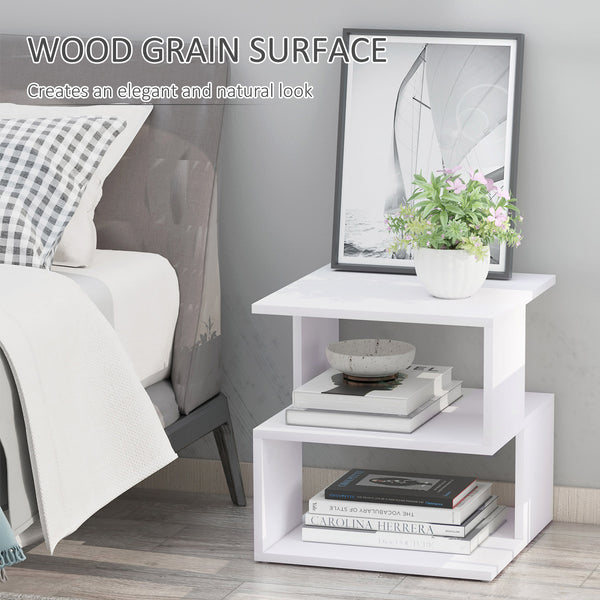 Lightweight, white bedside/side table