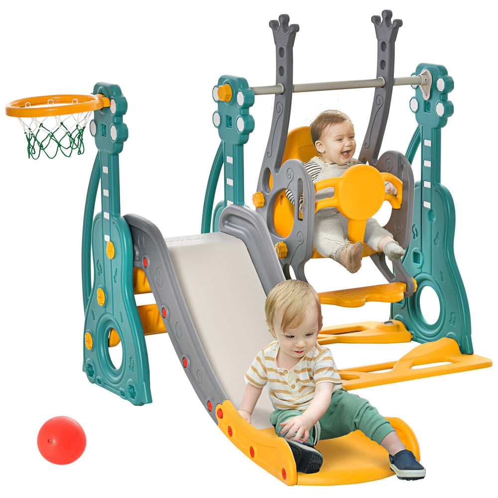 4-in-1 Slide and Swing Set for Kids