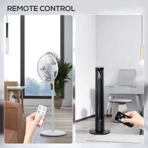 Set of 2 pedestal fans with remote control, adjustable height, tilting head, timer, oscillating, white