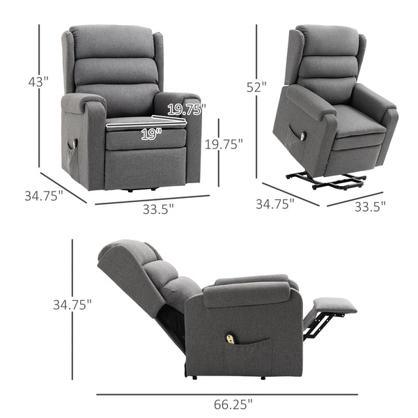 Lift chair for the elderly with footrest, gray