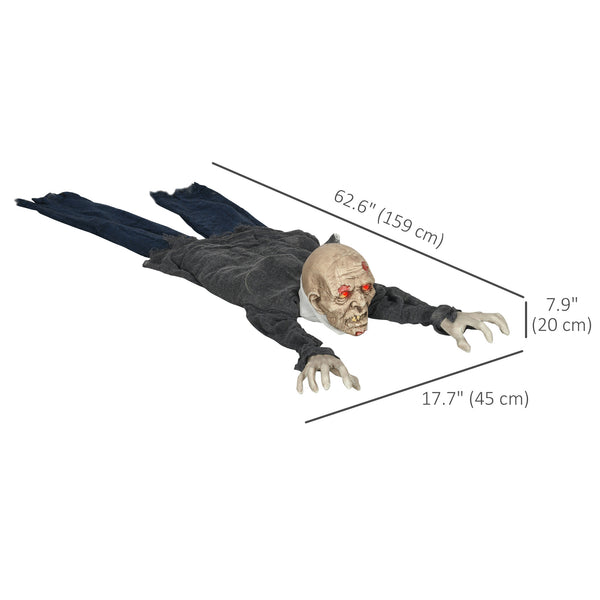 Life Size Halloween Decoration for Outdoors, Crawling Zombie, 1.67m, with Sound and Motion Activated, Light-Up Eyes, Scary Sound