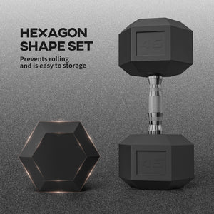 2 x 45 lb Hex Dumbbells for Home Fitness Workout, Black