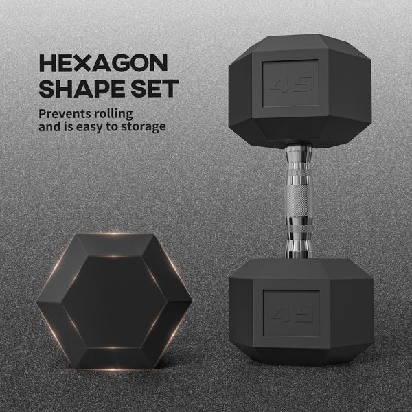 2 x 45 lb Hex Dumbbells for Home Fitness Workout, Black