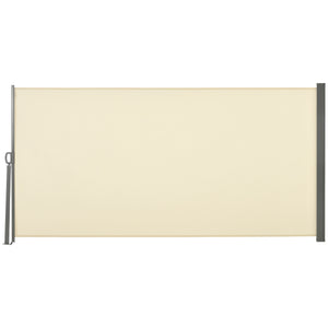 Retractable side awning, UV and wind resistant, cream white