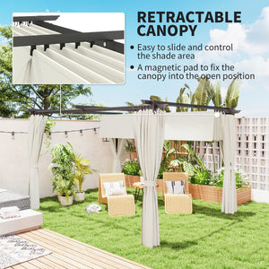 10 x 13 pergola with retractable awning and curtains