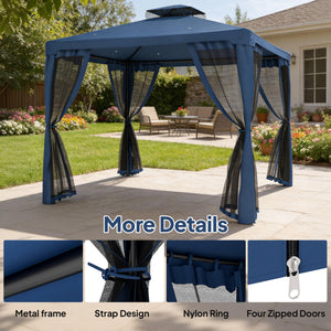 10 x 10 ft gazebo with mosquito netting, dark blue