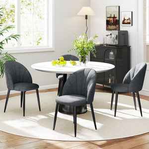 Set of 4 modern upholstered chairs with metal legs, black