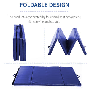 4'x6'x2'' Folding Gym Mat with Carry Handles, Blue