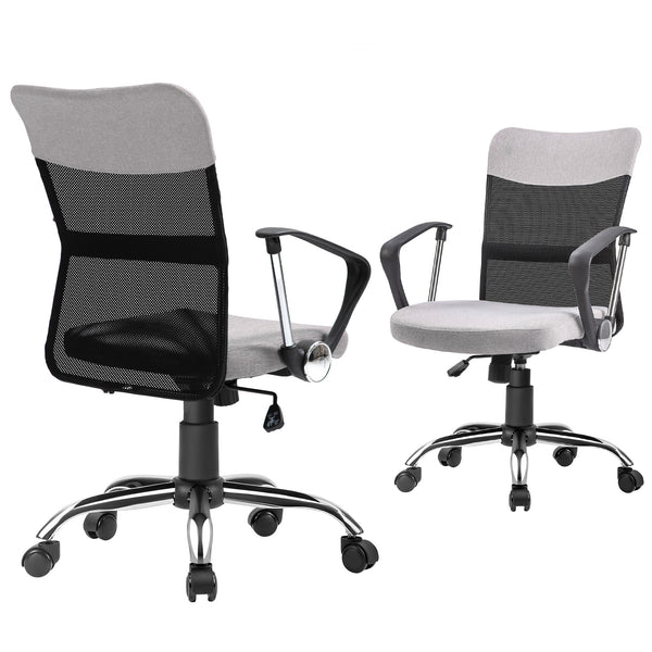 Office chair with mid-high back in linen, grey.