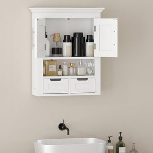 Bathroom wall cabinet with shelf, white