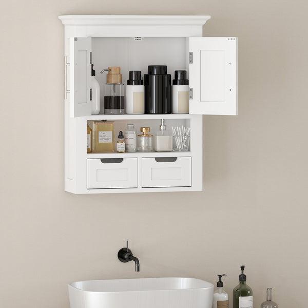 Bathroom wall cabinet with shelf, white