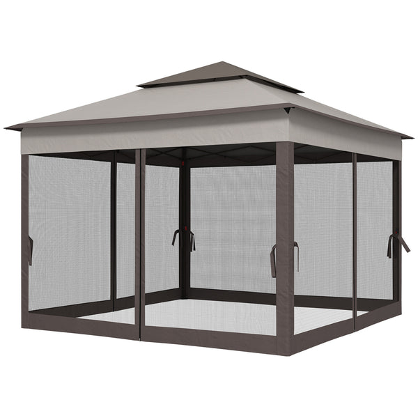 11 x 11 folding shelter with soft roof and carry bag, grey