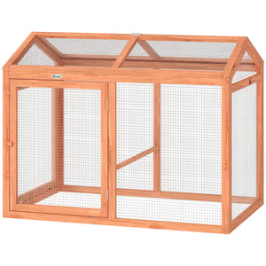 Wooden chicken coop with perch and double door