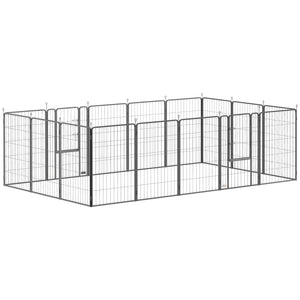 16-Panel Dog Playpen with Straps, Portable &amp; Self-Assembly, for Large Dogs, 99cm Height
