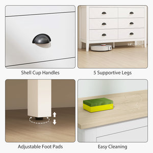 6-drawer chest of drawers with silent slides, white