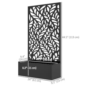 Metal outdoor screen with raised planter