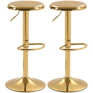 Set of 2 steel bar stools, gold