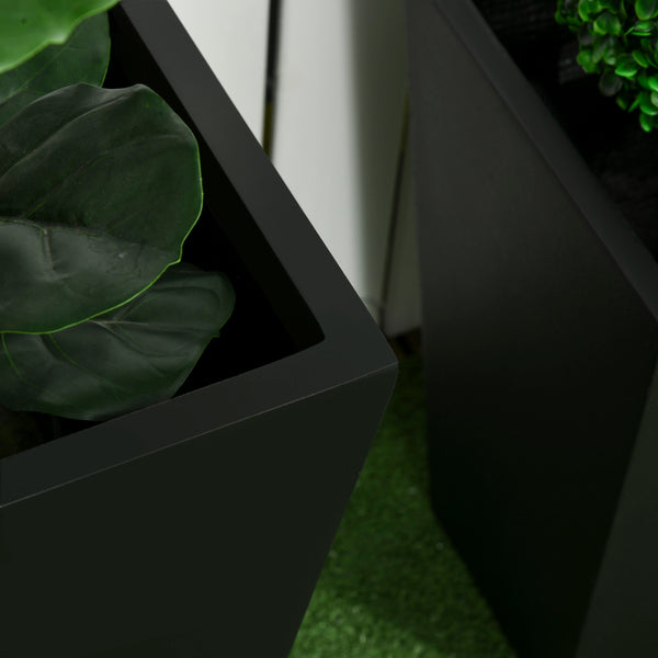 Set of 2 large flower pots with drainage holes, black