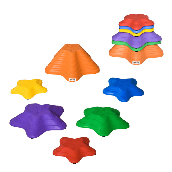 Set of 6 large children's balancing stones with non-slip bottom