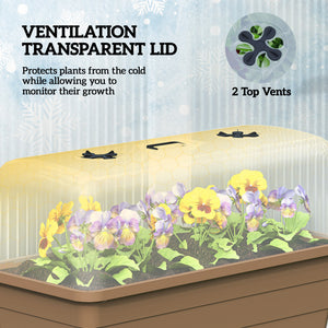 Raised garden bed with automatic watering, transparent lid and ventilation