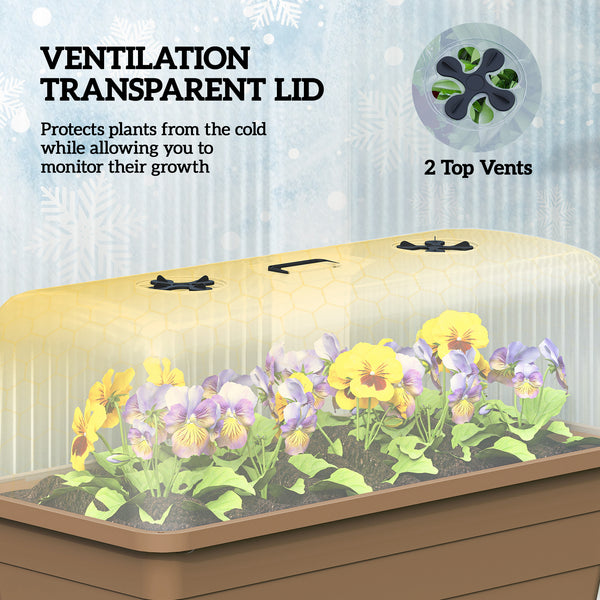 Raised garden bed with automatic watering, transparent lid and ventilation