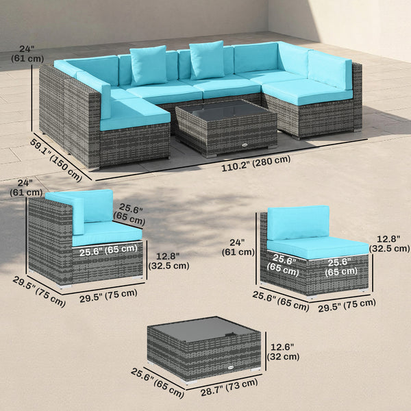 Ensemble de mobilier 7 pièces en rotin PE avec canapé d'angle
