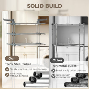 5-tier foldable clothes drying rack on wheels, grey
