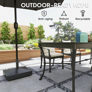 Parasol base with wheels and handle, sturdy, black