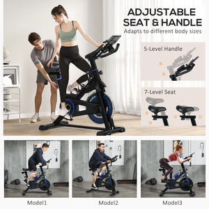 Adjustable exercise bike with LCD screen, adjustable resistance, black