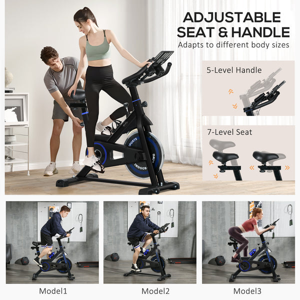 Adjustable exercise bike with LCD screen, adjustable resistance, black