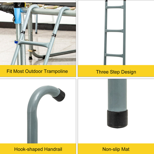 Steel trampoline ladder for 12 and 14 foot trampolines