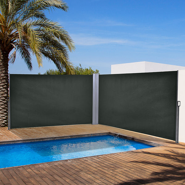 Retractable double side awning, grey