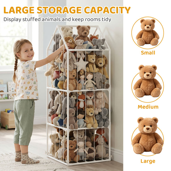 52" Stuffed Animal Storage Hammock with Elastic Cords, White