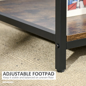 Industrial Coffee Table with 2-Tier Storage Shelf, Rustic Brown
