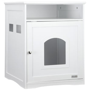 Litter Box Cabinet with Cat-Sized Hole Large, Storage Shelf (Litter Box Not Included)