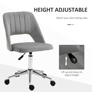 Grey velvet mid-back office chair