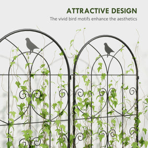 Set of 2 metal garden trellises, black