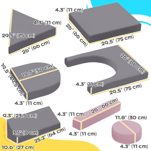 12 Piece Kids Modular Play Sofa Set, Grey