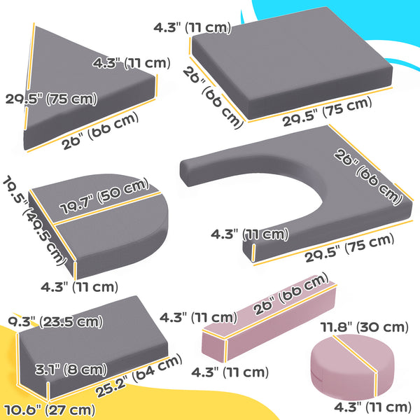 12 Piece Kids Modular Play Sofa Set, Grey