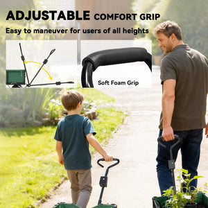 Steel garden cart with removable liner, green