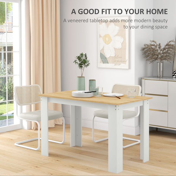 Kitchen table for 4 to 6 people, dining table with veneered top, oak